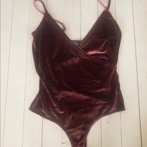 Burgundy Velvet Body Suit